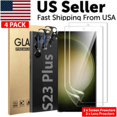 Tempered Glass Screen Protector Lens Hydrogel For Samsung S23 S22 Ultra Plus USA