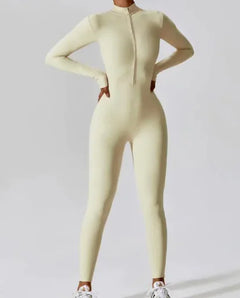 Seamless Zipper Long Sleeve Sports Jumpsuit