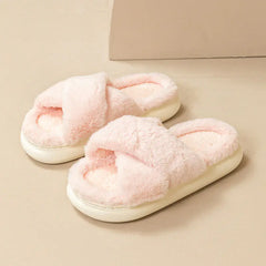 Fashion Cross Fluffy Slippers