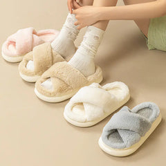 Fashion Cross Fluffy Slippers