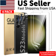 Tempered Glass Screen Protector Lens Hydrogel For Samsung S23 S22 Ultra Plus USA