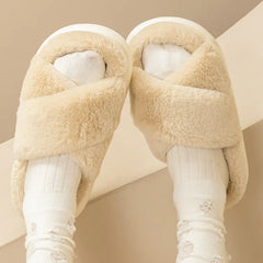 Fashion Cross Fluffy Slippers