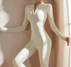 Seamless Zipper Long Sleeve Sports Jumpsuit