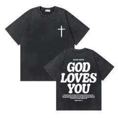 Men’s Casual Round Neck T-Shirt - God Loves You